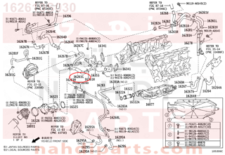 162610S030,HOSE, WATER BY-PASS, NO.1,خرطوم المبرد  الرديتر 