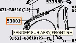 5380106130,FENDER SUB-ASSY, FRONT RH,رفرف أمامي يمين كامل