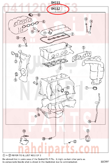041120P053,GASKET KIT, ENGINE VALVE GRIND,نصف طقم وجيه 