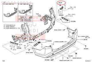 9004A18034,GROMMET, REAR BUMPER STAY,جلدة  
