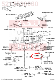 5215530080,SUPPORT, REAR BUMPER SIDE, NO.1 RH,دعامة 