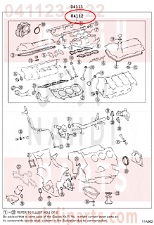 0411231122,GASKET KIT, ENGINE VALVE GRIND,نصف طقم وجيه 
