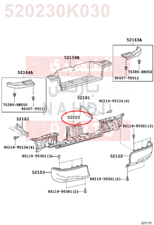 520230K030,REINFORCEMENT SUB-ASSY, REAR BUMPER,جسر صدام خلفي