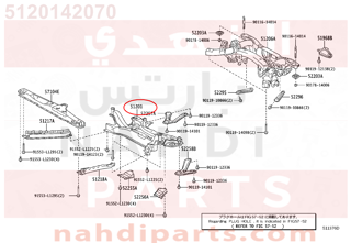 5120142070,CROSSMEMBER SUB-ASSY, FRONT SUSPENSION,كمر مكينة - كمر أمامي كامل بدون ملحقات