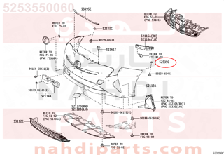 5253550060,RETAINER, FRONT BUMPER SIDE,وصلة قاعدة 