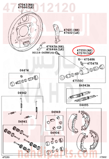 4755012120,CYLINDER ASSY, REAR WHEEL BRAKE(FOR RH, FRONT OR UPPER),سلندر (أسطوانة )