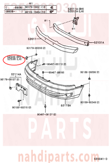 5253633030,RETAINER, FRONT BUMPER SIDE, LH,قاعدة صدام يسار