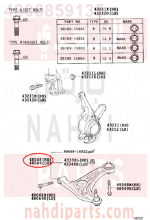 4806859135,ARM SUB-ASSY, FRONT SUSPENSION, LOWER NO.1 RH,مقص  امامى تحت يمين 