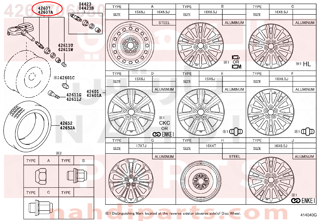 4260706080,VALVE SUB-ASSY, TIRE PRESSURE MONITOR (FOR SPARE),بلف الكفر