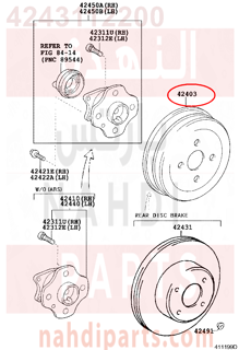 4243112200,DRUM SUB-ASSY, REAR BRAKE,هوب كفر خلفي - نظام هلال