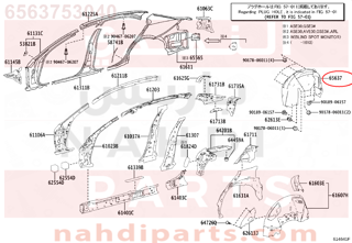 6563753040,LINER, REAR WHEEL HOUSE, RH,بطانة 