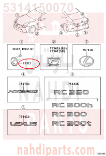 5314150070,EMBLEM, RADIATOR GRILLE (OR FRONT PANEL),علامة شبك أمامي - تويوتا