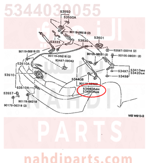 5344039055,SUPPORT ASSY, HOOD, RH,مساعد كبوت 