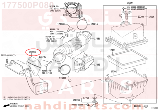 177500P080,INLET ASSY, AIR CLEANER,ملحقات وقود  والبخاخات 