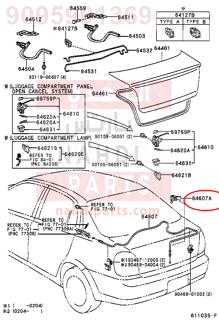 9095901369,CLAMP, NO.1(FOR LUGGAGE DOOR LOCK CONTROL CABLE),قفيز ، رقم 1 (من اجل  LUGGAGE DOاو  LOCK التحكم CABLE)