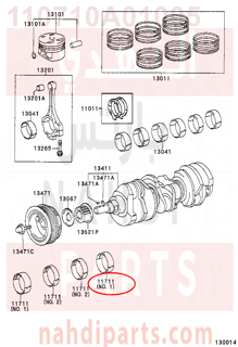 110710A01005,BEARING, CRANKSHAFT,سبيكة مكينة 