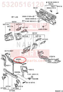 5320516120,SUPPORT SUB-ASSY, RADIATOR, UPPER,دعامة 