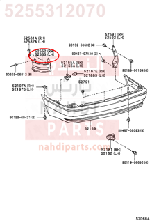 5255312070,FILLER, REAR BUMPER, LH,صاجة قاعدة 