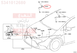 5341012680,HINGE ASSY, HOOD, RH,مفصلة كبوت يمين