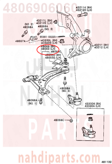 4806906060,ARM SUB-ASSY, FRONT SUSPENSION, LOWER NO.1 LH,مقص  امامى تحت يسار 