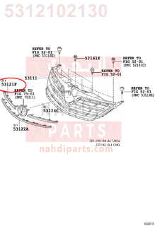 5312102130,MOULDING, RADIATOR GRILLE, UPPER RH,نيكل شبك 