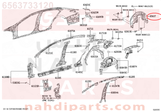 6563733120,LINER, REAR WHEEL HOUSE, RH,بطانة 
