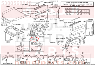 5380560040,SHIELD SUB-ASSY, FRONT FENDER SPLASH, RH,بطانة 