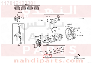 117012103301,BEARING, CRANKSHAFT,سبيكة مكينة 