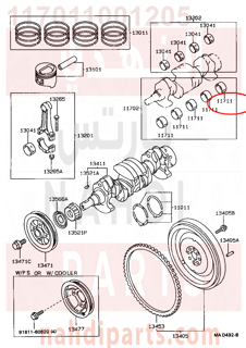 117011001205,BEARING, CRANKSHAFT,سبيكة مكينة 