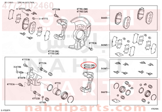 4772102460,MOUNTING, FRONT DISC BRAKE CYLINDER, يمين   ,تصاعد ، أسطوانة الفرامل الأمامية القرص ، على اليمين