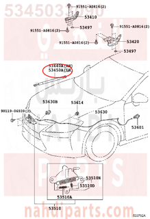 5345033090,SUPPORT ASSY, HOOD, LH,مساعد كبوت 