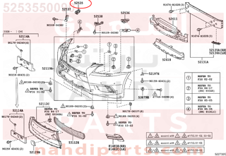 5253550090,RETAINER, FRONT BUMPER SIDE, RH,عظمة صدام يمين 