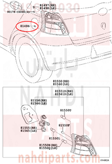 814960D030,GUIDE, REAR COMBINATION LAMP, NO.2,وزنية لمبة 