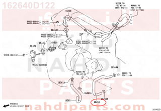 162640D122,HOSE, WATER BY-PASS, NO.2,خرطوم المبرد  الرديتر 