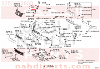 5253553030,RETAINER, FRONT BUMPER SIDE, RH,عظمة صدام يمين 