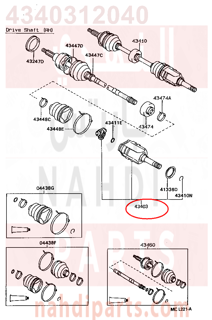 4340312040,JOINT SET, FRONT AXLE INBOARD, RH,راس عكس داخلى 