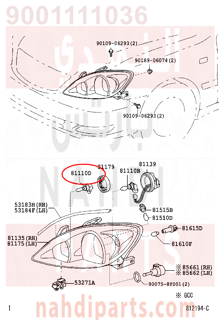 9001111036,BULB(FOR HEADLAMP, NO.2),لمبة كشاف 