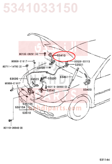 5341033150,HINGE ASSY, HOOD, RH,مفصلة كبوت يمين