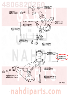 4806820260,ARM SUB-ASSY, FRONT SUSPENSION, LOWER NO.1 RH,مقص  امامى تحت يمين 