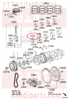 117110H02004,BEARING, CRANKSHAFT,سبيكة مكينة 