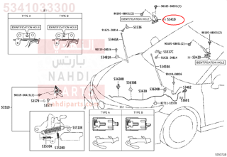 5341033300,HINGE ASSY, HOOD, RH,مفصلة كبوت يمين