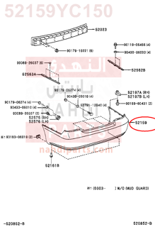 52159YC150,REAR BUMPER COVER,جلدة صدام خلفي