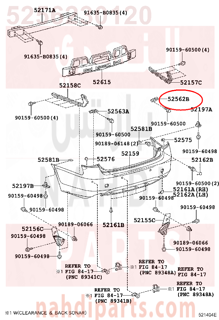 5256230120,RETAINER, REAR BUMPER, UPPER RH,قاعدة صدام خلفي يمين