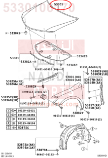 5330106170,HOOD SUB-ASSY,كبوت كامل - بونيت 