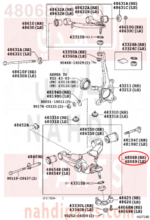 4806860030,ARM SUB-ASSY, FRONT SUSPENSION, LOWER NO.1 RH,مقص امامي تحت يمين