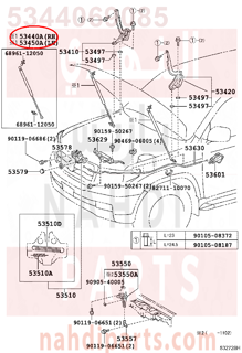 5344069085,SUPPORT ASSY, HOOD, RH,مساعد كبوت 