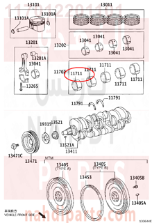 117012201101,BEARING, CRANKSHAFT,سبائك عمود كرنك ثابتة