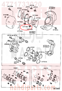 4771733020,PLATE, PAD SUPPORT, NO.4(FOR FRONT DISC BRAKE),ملحق فرامل 