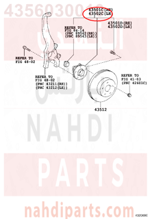 4356030010,HUB SUB-ASSY, FRONT AXLE, LH,عكس أمامي يمين كامل 