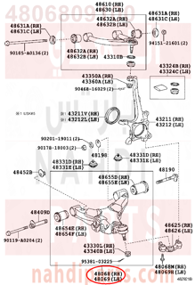 4806809100,ARM SUB-ASSY, FRONT SUSPENSION, LOWER NO.1 RH,مقص  امامى تحت يمين 